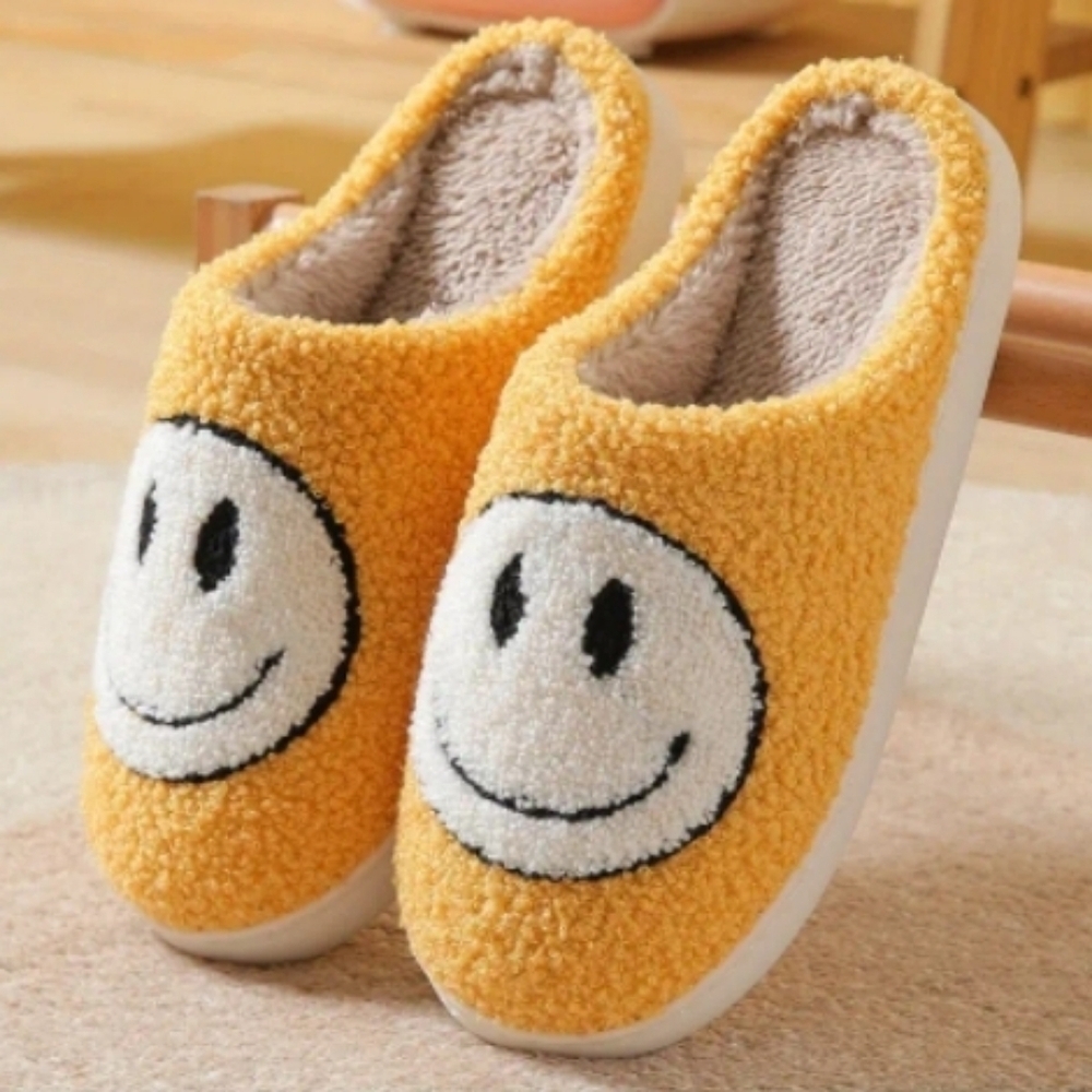 Smiley Face Slippers with Outdoor Sole